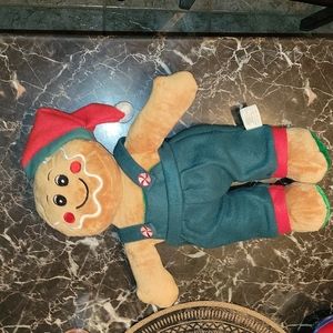 18" Gingerbread Doll Plush Overalls green clothes Santa Hat Christmas Decoration